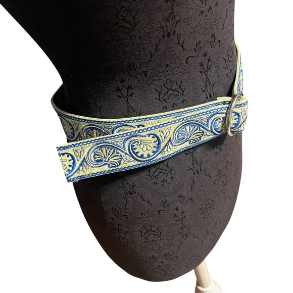 Talbots Vintage New Old Stock Blue Green Woven Tapestry Ribbon Ring Belt Small - Picture 3 of 6